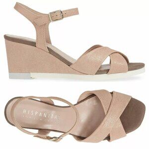 HISPANITAS Codie Wedge Cross Straps SANDALS Size 40 9.5 10 Pink Leather NEW $209